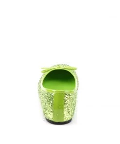 Pleaser Direct Star 16G Lime Green Glitter Ballet Flats