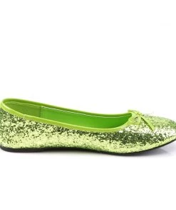 Pleaser Direct Star 16G Lime Green Glitter Ballet Flats