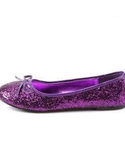 Pleaser Direct Star 16G Purple Glitter Ballet Flats Larger Size Shoes