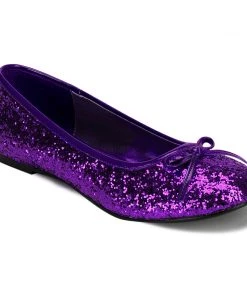 Pleaser Direct Star 16G Purple Glitter Ballet Flats Larger Size Shoes