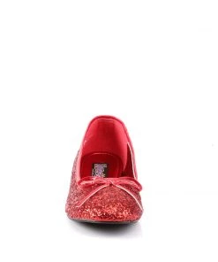 Pleaser Direct Larger Size Shoes Star 16G Red Glitter Ballet Flats
