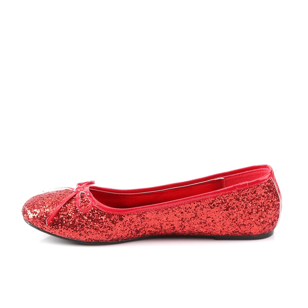 Pleaser Direct Larger Size Shoes Star 16G Red Glitter Ballet Flats 3 Pleaser Direct Larger Size Shoes Star 16G Red Glitter Ballet Flats