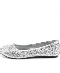 Pleaser Direct Star 16G Silver Glitter Ballet Flats