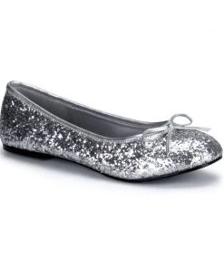 Pleaser Direct Star 16G Silver Glitter Ballet Flats