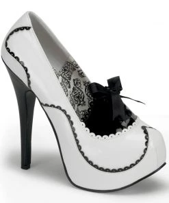 Pleaser Direct Teeze 01 White And Black Spectator Heels Larger Size Shoes