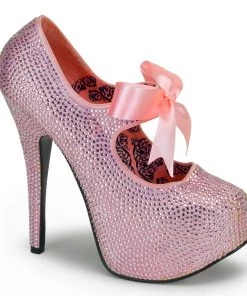 Pleaser Direct Teeze 04R Pink Rhinestone Platform Heels Larger Size Shoes