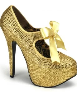 Pleaser Direct Teeze 04R Gold Rhinestone Platform Heels Larger Size Shoes