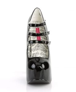 Pleaser Direct Larger Size Shoes Teeze 05 Black Patent Strappy Platforms