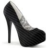 Pleaser Direct Larger Size Shoes Teeze 06 Black Pinstripe Platforms