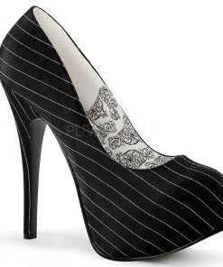 Pleaser Direct Larger Size Shoes Teeze 06 Black Pinstripe Platforms