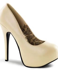 Pleaser Direct Teeze 06 Cream Matte Platforms Larger Size Shoes