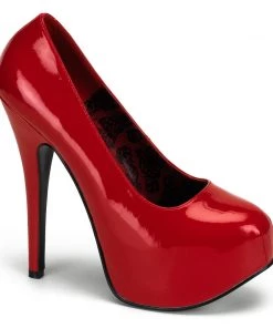 Pleaser Direct Larger Size Shoes Teeze 06W Wide Fitting Red Patent Platforms