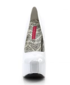 Pleaser Direct Teeze 06 White Patent Platforms