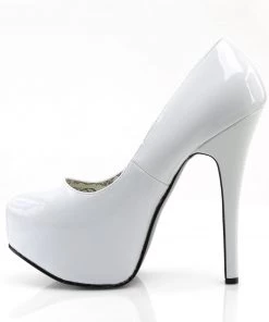 Pleaser Direct Teeze 06 White Patent Platforms