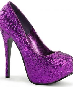 Pleaser Direct Teeze 06G Purple Glitter Platforms Larger Size Shoes