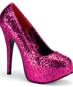 Pleaser Direct Larger Size Shoes Teeze 06GW Wide Fitting Pink Glitter Platforms