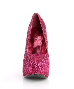Pleaser Direct Larger Size Shoes Teeze 06GW Wide Fitting Pink Glitter Platforms