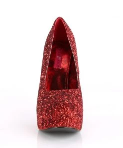 Pleaser Direct Teeze 06GW Wide Fitting Red Glitter Platforms Larger Size Shoes