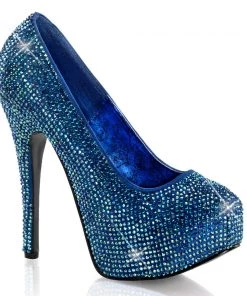 Pleaser Direct Teeze 06R Blue Rhinestone Platform Heels