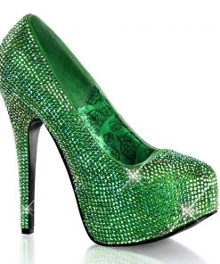 Pleaser Direct Larger Size Shoes Teeze 06R Green Rhinestone Platform Heels