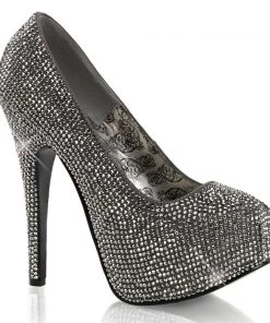Pleaser Direct Larger Size Shoes Teeze 06R Pewter Rhinestone Platform Heels