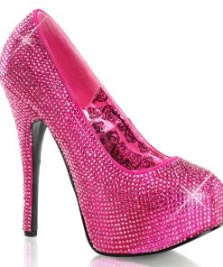 Pleaser Direct Larger Size Shoes Teeze 06R Hot Pink Rhinestone Platform Heels
