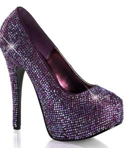 Pleaser Direct Teeze 06R Dark Purple Rhinestone Platform Heels Larger Size Shoes