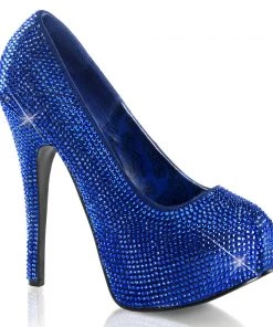 Pleaser Direct Teeze 06R Blue Rhinestone Platform Heels