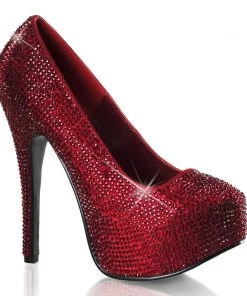 Pleaser Direct Teeze 06R Ruby Red Rhinestone Platform Heels Larger Size Shoes