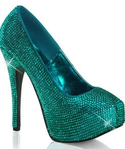 Pleaser Direct Larger Size Shoes Teeze 06R Turquoise Rhinestone Platform Heels