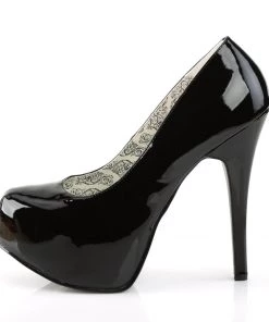 Pleaser Direct Larger Size Shoes Teeze 06W Wide Fitting Black Patent Platforms