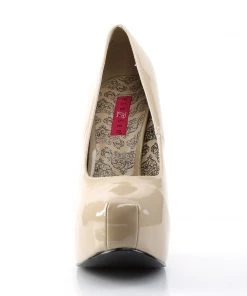 Pleaser Direct Teeze 06W Wide Fitting Cream Patent Platforms