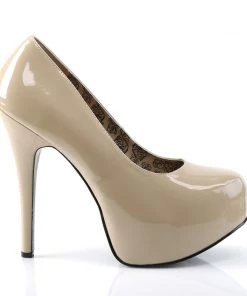Pleaser Direct Teeze 06W Wide Fitting Cream Patent Platforms