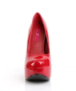 Pleaser Direct Larger Size Shoes Teeze 06W Wide Fitting Red Patent Platforms