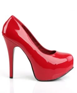 Pleaser Direct Larger Size Shoes Teeze 06W Wide Fitting Red Patent Platforms