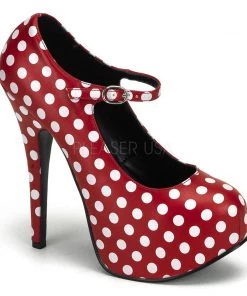 Pleaser Direct Teeze 08 Red & White Polka Dot Platforms
