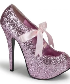 Pleaser Direct Teeze 10G Pink Glitter Platforms
