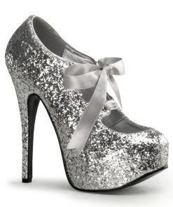 Pleaser Direct Teeze 10G Silver Glitter Platforms