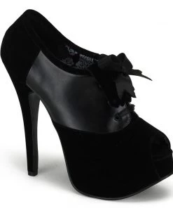 Pleaser Direct Teeze 16 Black Velvet Ankle Boots