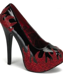 Pleaser Direct Teeze 27 Black & Red Flaming Platforms Larger Size Shoes