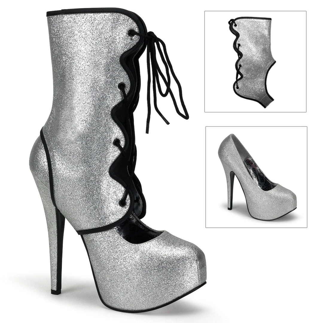Pleaser Direct Larger Size Shoes Teeze 31G Silver Glitter Platforms With Detachable Shaft 1 Pleaser Direct Larger Size Shoes Teeze 31G Silver Glitter Platforms With Detachable Shaft