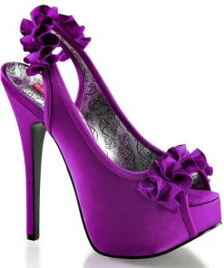 Pleaser Direct Teeze 56 Purple Satin Platform Sandals