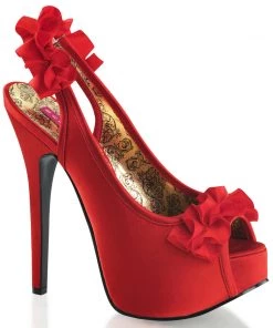 Pleaser Direct Teeze 56 Red Satin Platform Sandals Larger Size Shoes