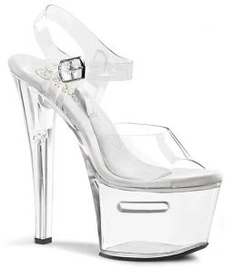 Pleaser Direct Tipjar 708-2 Clear Platforms Larger Size Shoes