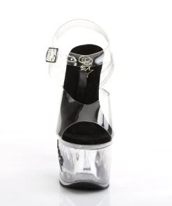 Pleaser Direct Tipjar 708-5 Clear & Black Platforms Larger Size Shoes