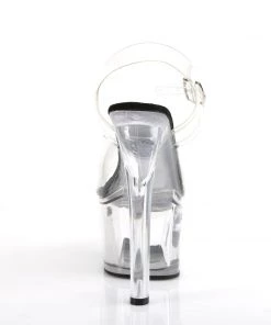 Pleaser Direct Tipjar 708-5 Clear & Black Platforms Larger Size Shoes