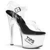 Pleaser Direct Tipjar 708-5 Clear & Black Platforms Larger Size Shoes