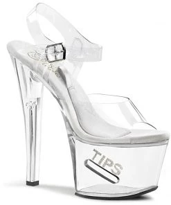 Pleaser Direct Tipjar 708-5 Clear Platforms Larger Size Shoes