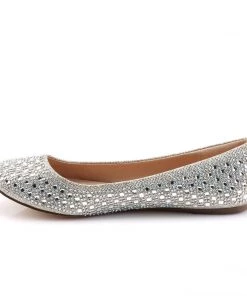 Pleaser Direct Treat 06 Nude Rhinestone Ballet Flats