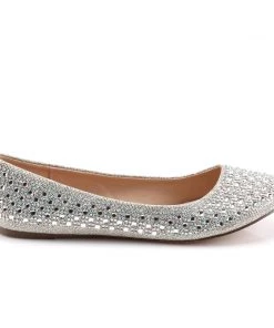 Pleaser Direct Treat 06 Nude Rhinestone Ballet Flats